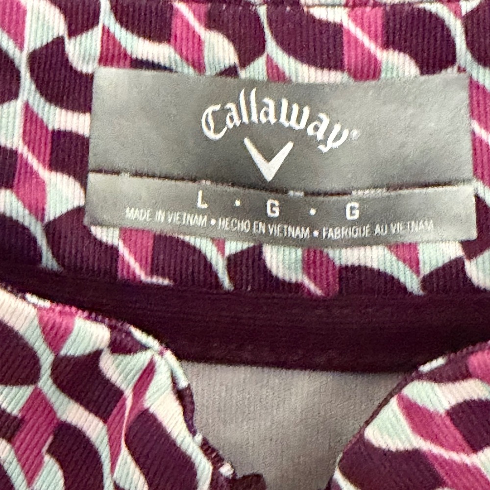 Callaway Womens Sleeveless Golf Polo Top Plum Geometric Quarter Zip Size Large - Picture 4 of 8